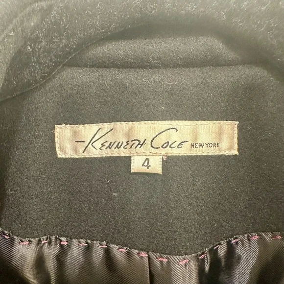 Kenneth Cole New York Black Trench Coat, Wool Coat, Winter Coat - Picture 3 of 12